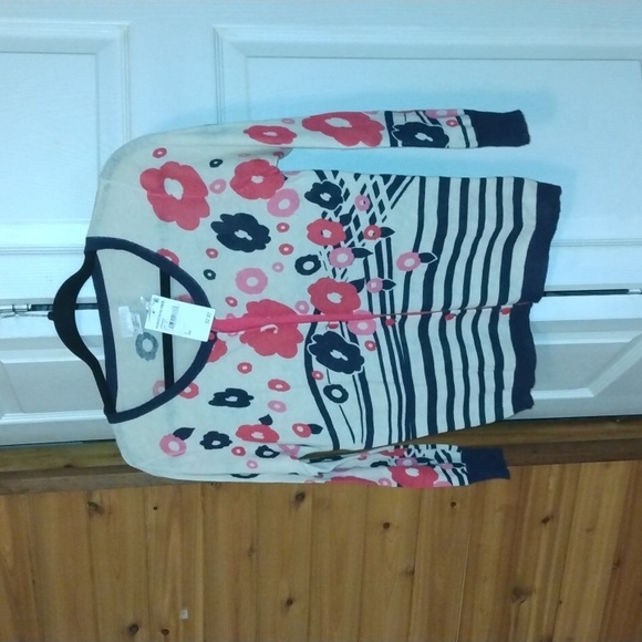 Cooperative Nordstrom floral blue and pink button down cardigan Sz Small - Picture 10 of 17